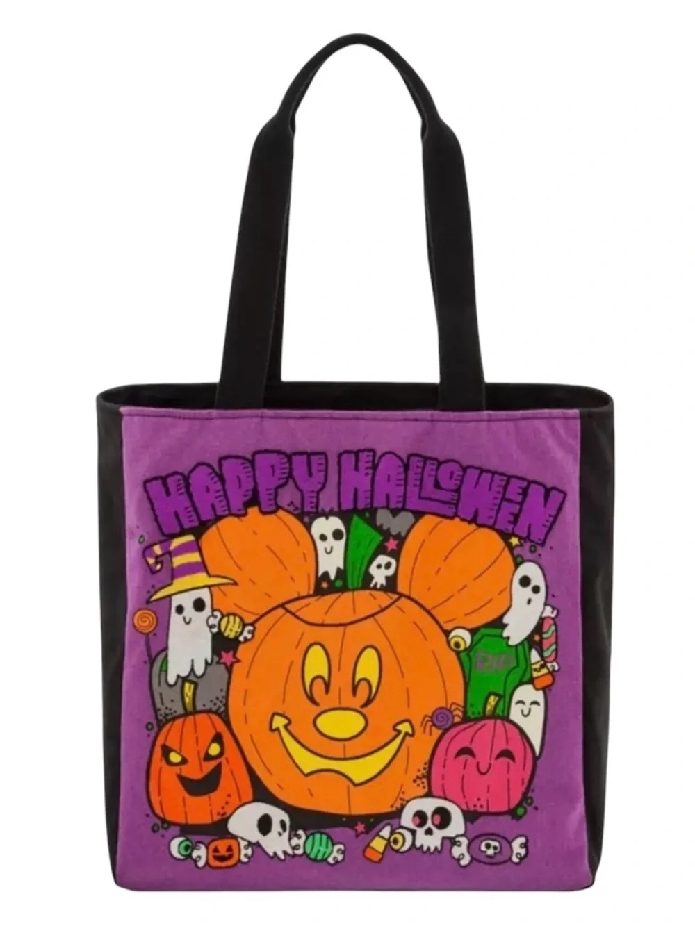 Disney Parks Black Canvas Halloween Tote Bag